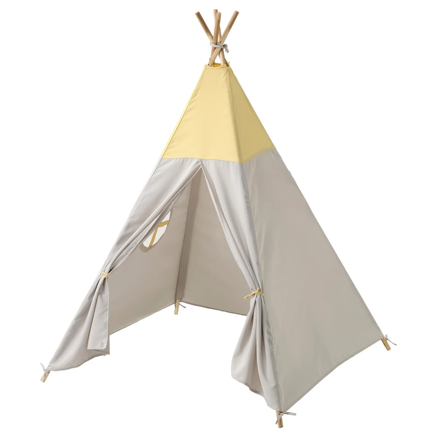 Детская палатка - IKEA HÖVLIG/HOVLIG/ХЁВЛИГ ИКЕА, 120х120х164 см, белый/желтый (изображение №1)