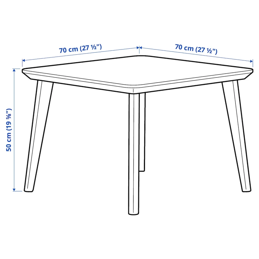 Журнальный стол - IKEA ИКЕА LISABO, 70x70х50 см, шпон ясеня (изображение №7)