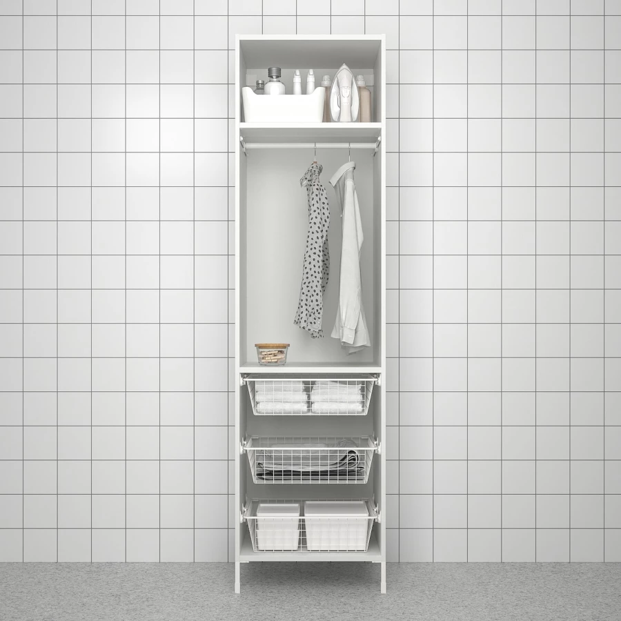 Книжный шкаф -  ENHET IKEA/ ЭНХЕТ ИКЕА, 210х60 см, белый/зеленый (изображение №4)