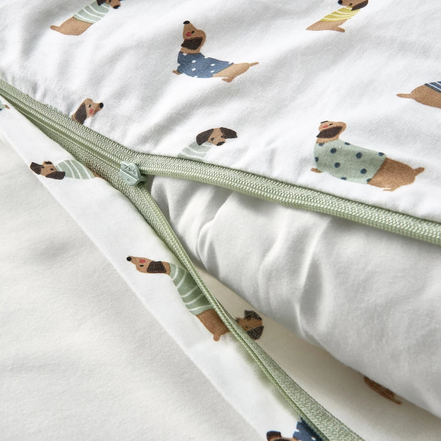Пододеяльник и наволочка для детской кроватки - DRÖMSLOTT / DRОMSLOTT  IKEA/  ДРЁМСЛОТТ  ИКЕА, 110x125/35x55 см, белый (изображение №4)