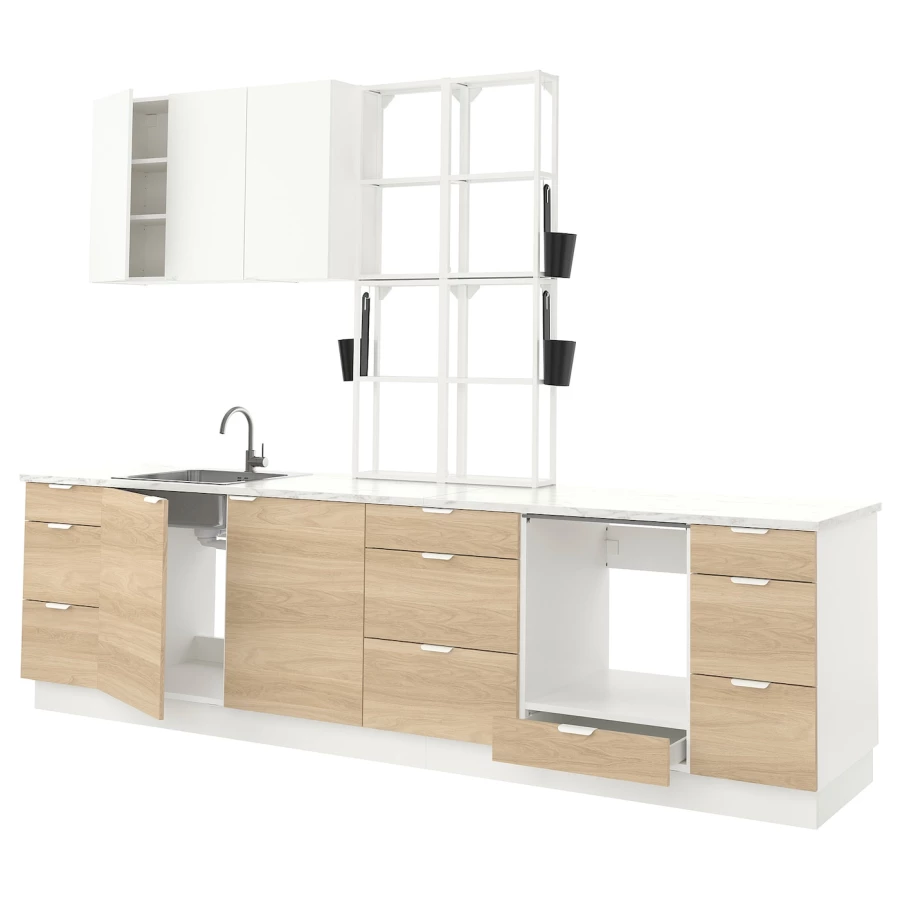 Комбинация для кухонного хранения  - ENHET  IKEA/ ЭНХЕТ ИКЕА, 323х63,5х241 см, белый/бежевый (изображение №1)