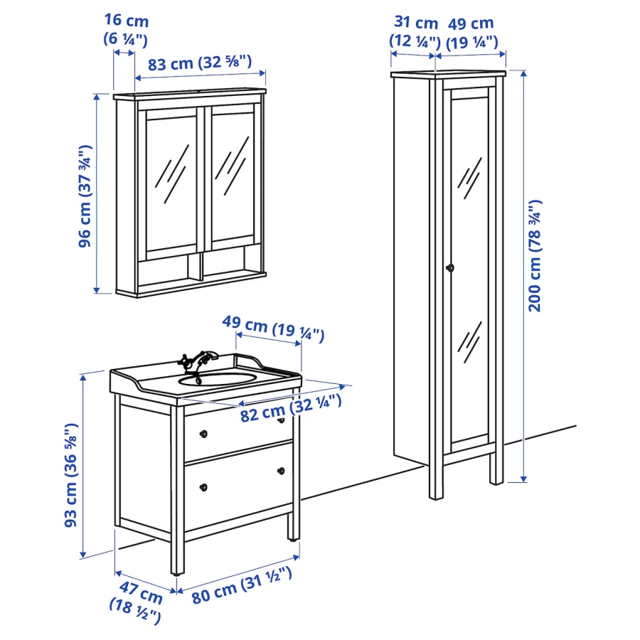 HEMNES / RÄTTVIKEN Мебель для ванной комнаты ИКЕА (изображение №5)