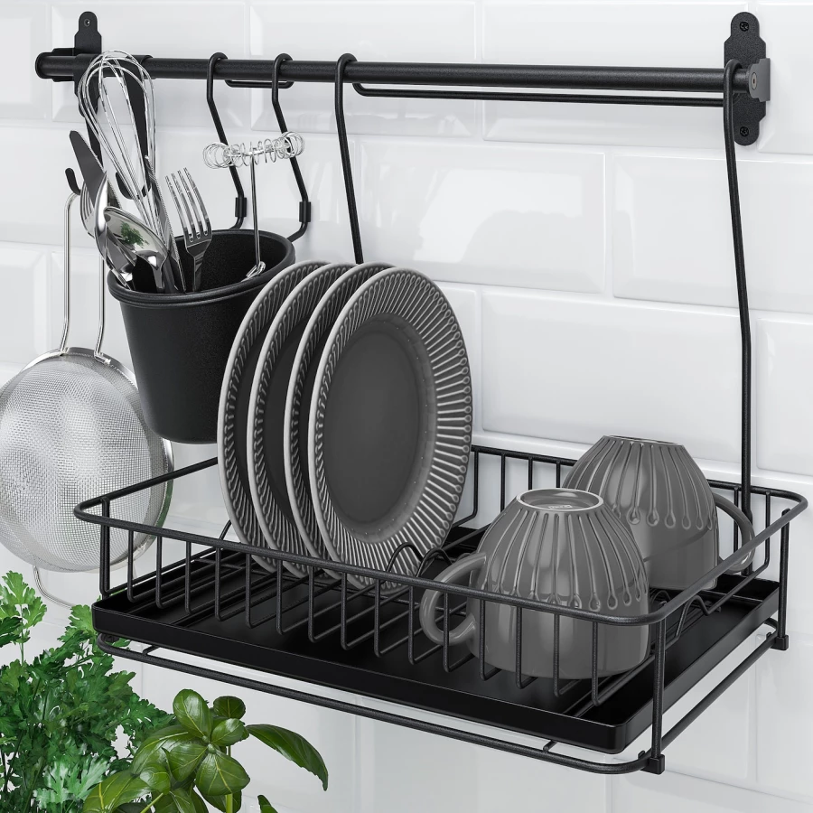 Сушилка для посуды - IKEA HULTARP, 39х30х37 см, черный, ГУЛЬТАРП ИКЕА (изображение №2)