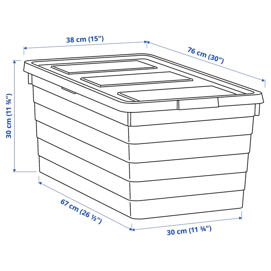 Коробка с крышкой - SOCKERBIT  IKEA/ СОККЕРБИТ ИКЕА, 38х76х30  см, белый (изображение №3)