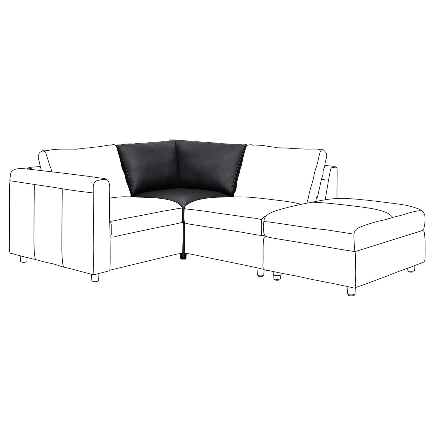 Угловая секция - IKEA VIMLE/ВИМЛЕ ИКЕА, 83х93х93 см, черный