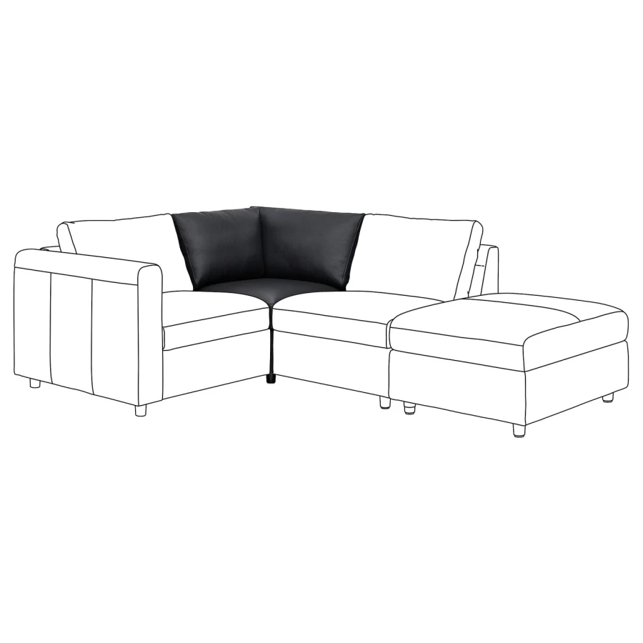 Угловая секция - IKEA VIMLE/ВИМЛЕ ИКЕА, 83х93х93 см, черный (изображение №1)