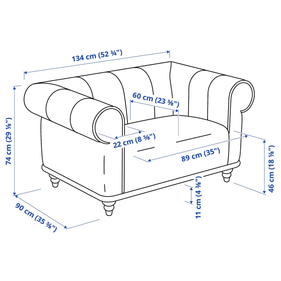 Кресло - IKEA VISKAFORS, 134х90х74 см, бежевый, ВИСКАФОРС ИКЕА (изображение №8)