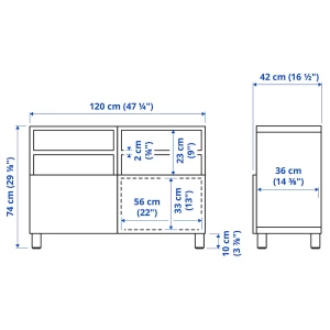 Тумба под ТВ с дверцами - IKEA BESTÅ/BESTA/БЕСТО ИКЕА, 42х74х120 см, белый