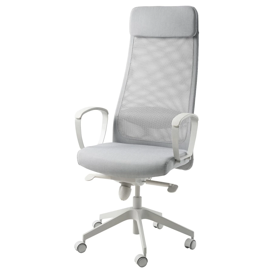 Офисный стул - IKEA MARKUS, 60x62x140cм, белый/светло-серый, МАРКУС ИКЕА (изображение №1)