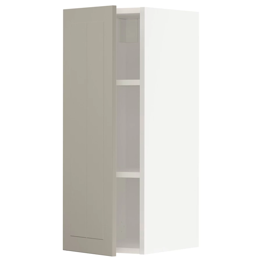 Навесной шкаф с полкой - METOD IKEA/ МЕТОД ИКЕА, 80х30 см, белый/светло-коричневый (изображение №1)