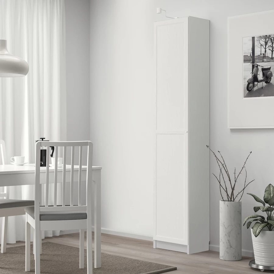 Книжный шкаф с дверью - BILLY/OXBERG IKEA/БИЛЛИ/ОКСБЕРГ ИКЕА, 42х40х202 см, белый (изображение №2)
