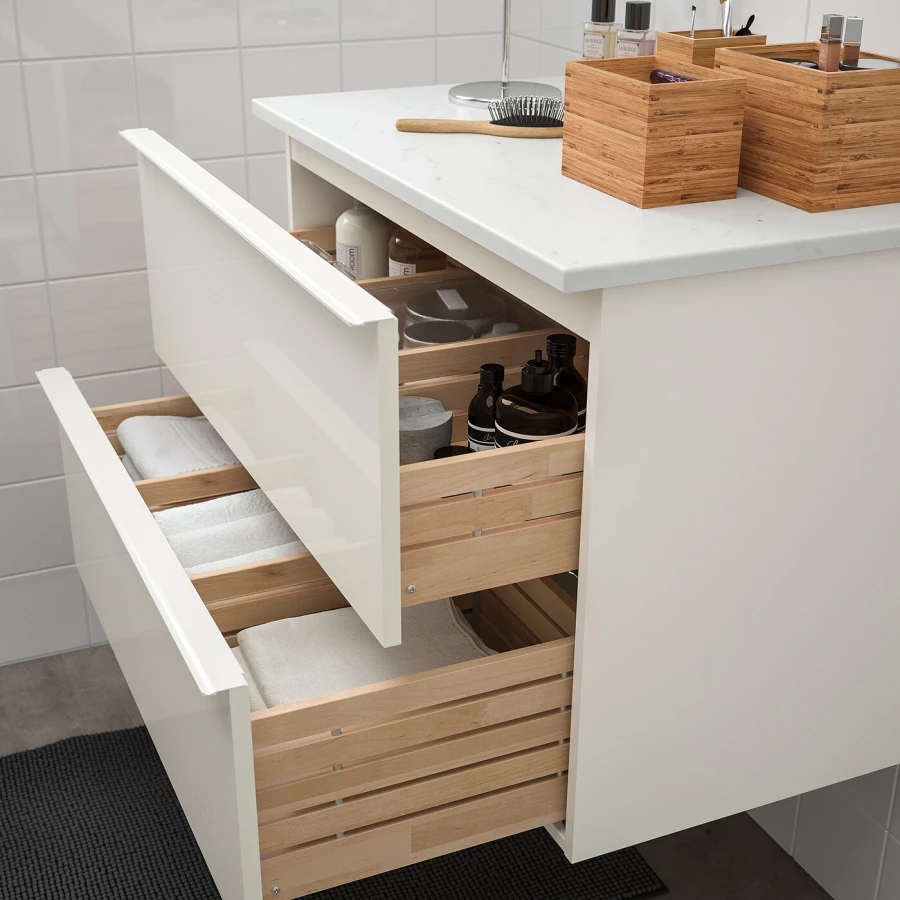Шкаф для раковины с 2 ящиками - IKEA GODMORGON/TOLKEN/ГОДМОРГОН/ТОЛКЕН ИКЕА, 82x49x60 см, белый (изображение №3)