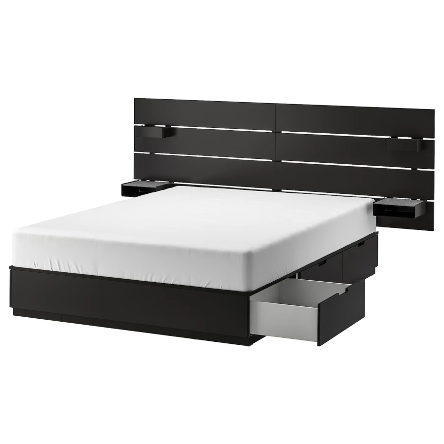 Каркас кровати с ящиком для хранения - IKEA NORDLI, 200х140 см, черный, НОРДЛИ ИКЕА (изображение №1)
