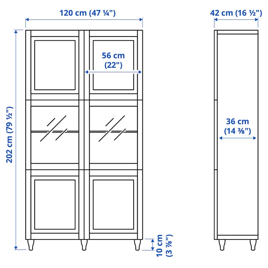 Книжный шкаф - BESTÅ/ BESTА IKEA/ БЕСТА/БЕСТО ИКЕА, 202х120 см, под беленый дуб (изображение №3)