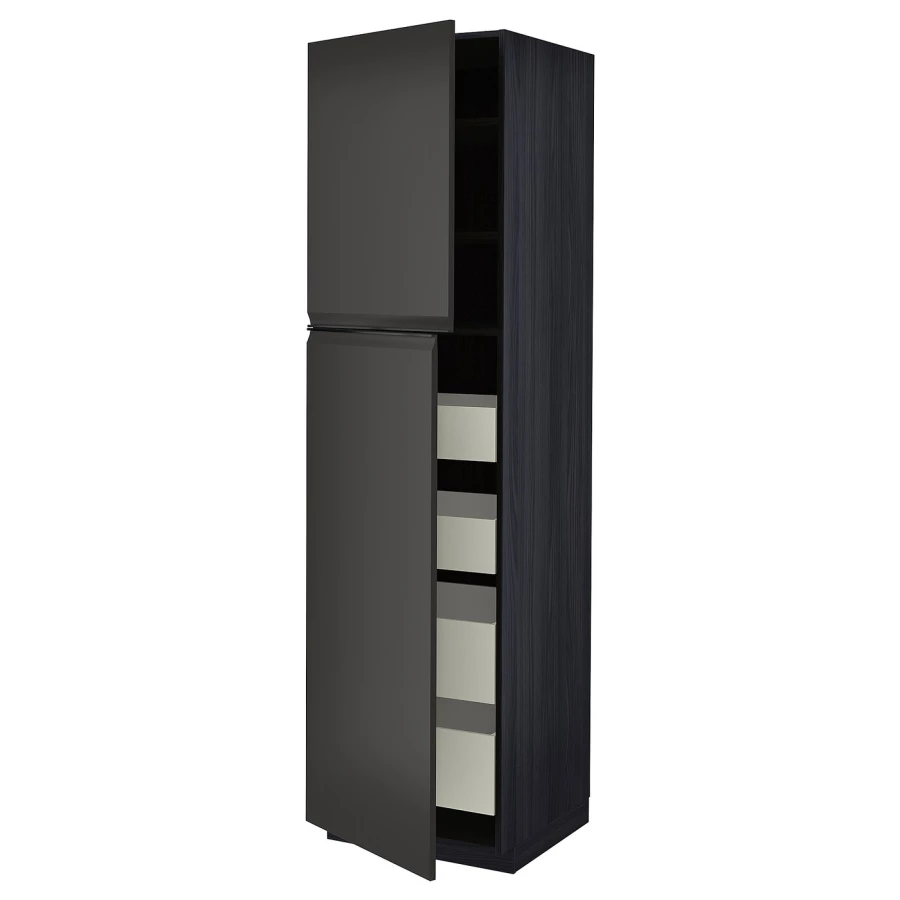 Высокий шкаф - IKEA METOD/MAXIMERA/МЕТОД/МАКСИМЕРА ИКЕА, 60х60х220 см, черный (изображение №1)