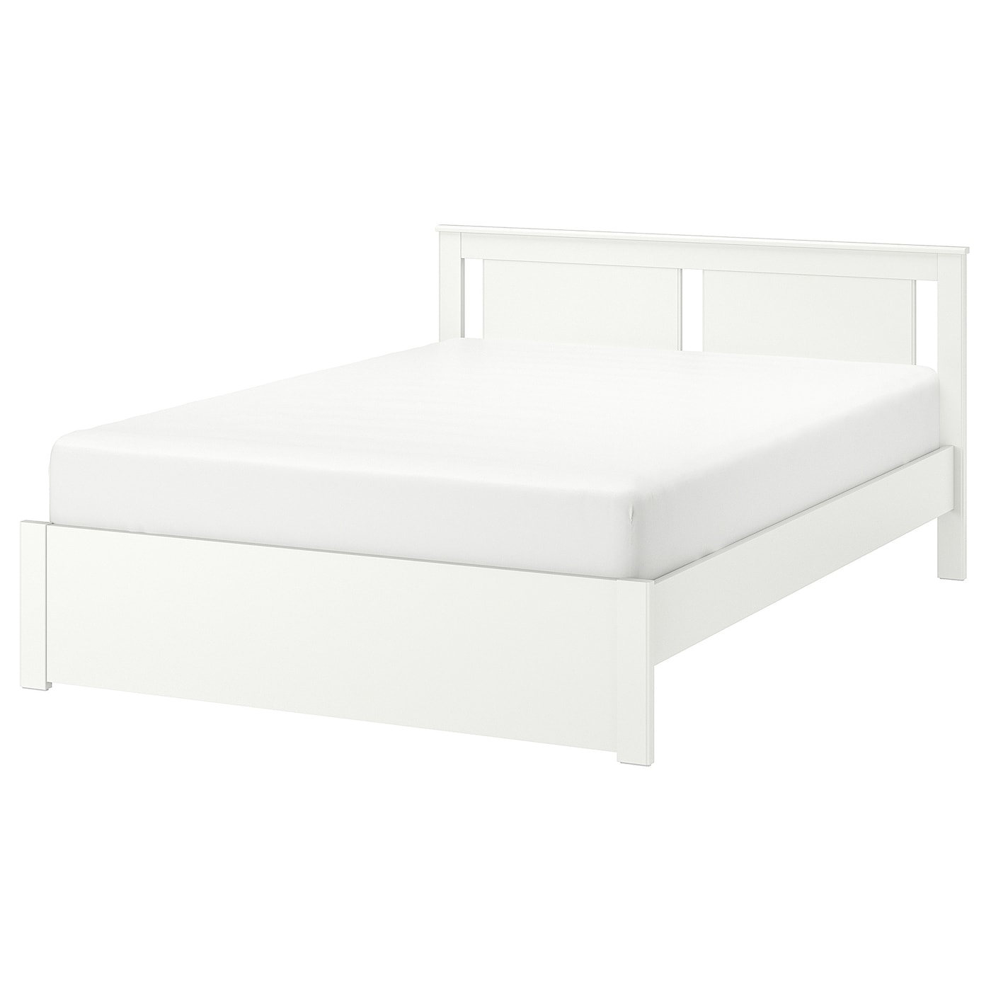 Двуспальная кровать - IKEA SONGESAND/LÖNSET/LONSET, 200х140 см, белый, СОНГЕСАНД/ЛОНСЕТ ИКЕА