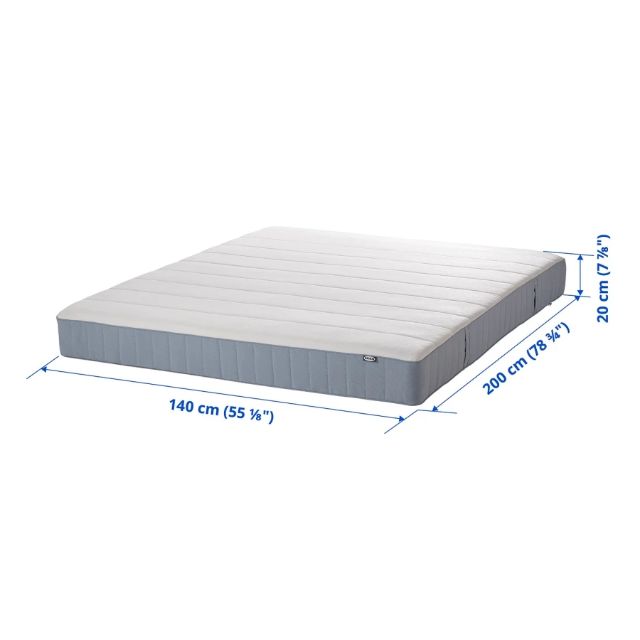 Матрас для двуспальной кровати - VESTERÖY IKEA/ ВЕСТЕРОЙ ИКЕА, 140х200 см, белый (изображение №7)