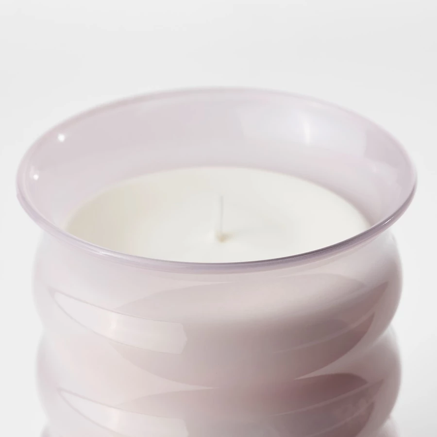 Ароматическя свеча в стакане - IKEA LUGNARE/ЛУГНАРЕ ИКЕА, 10х9,5 см, белый/розовый (изображение №6)
