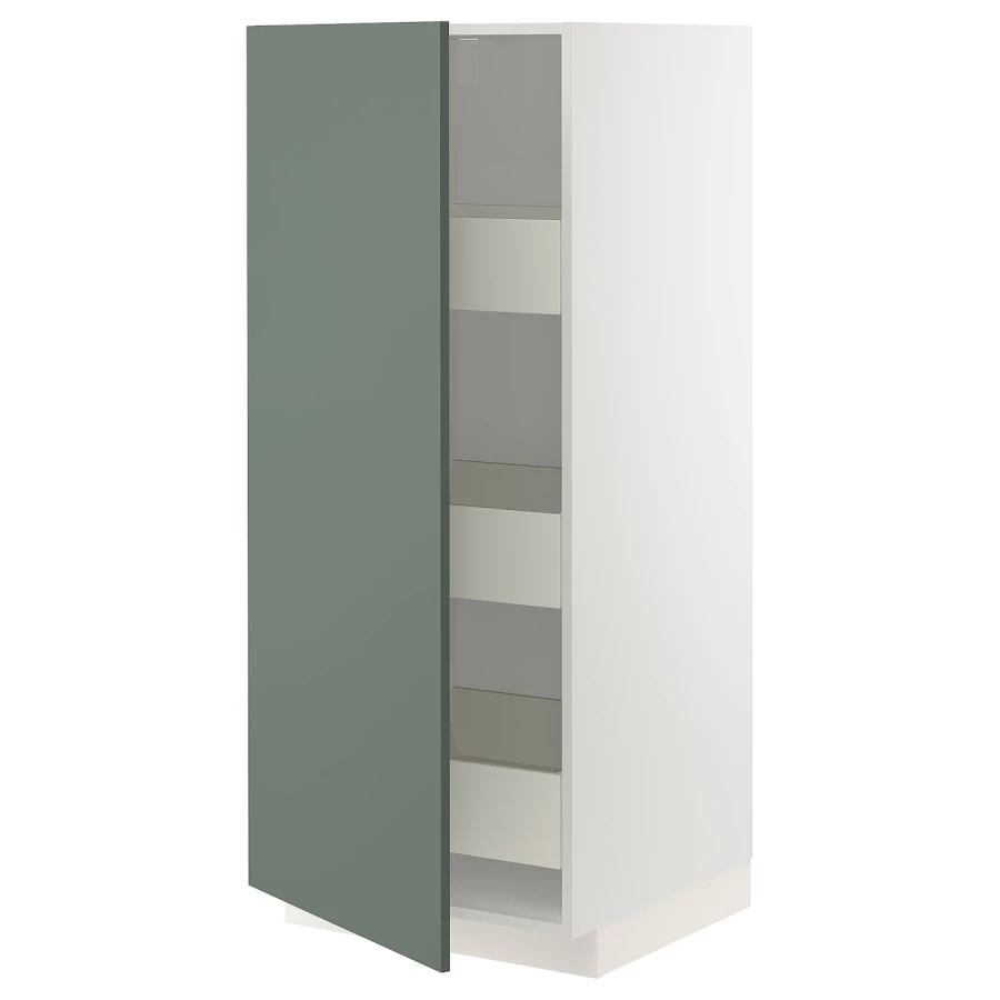 Высокий шкаф с ящиками - IKEA METOD/MAXIMERA/МЕТОД/МАКСИМЕРА ИКЕА, 140х60х60 см, белый/темно-серый (изображение №1)
