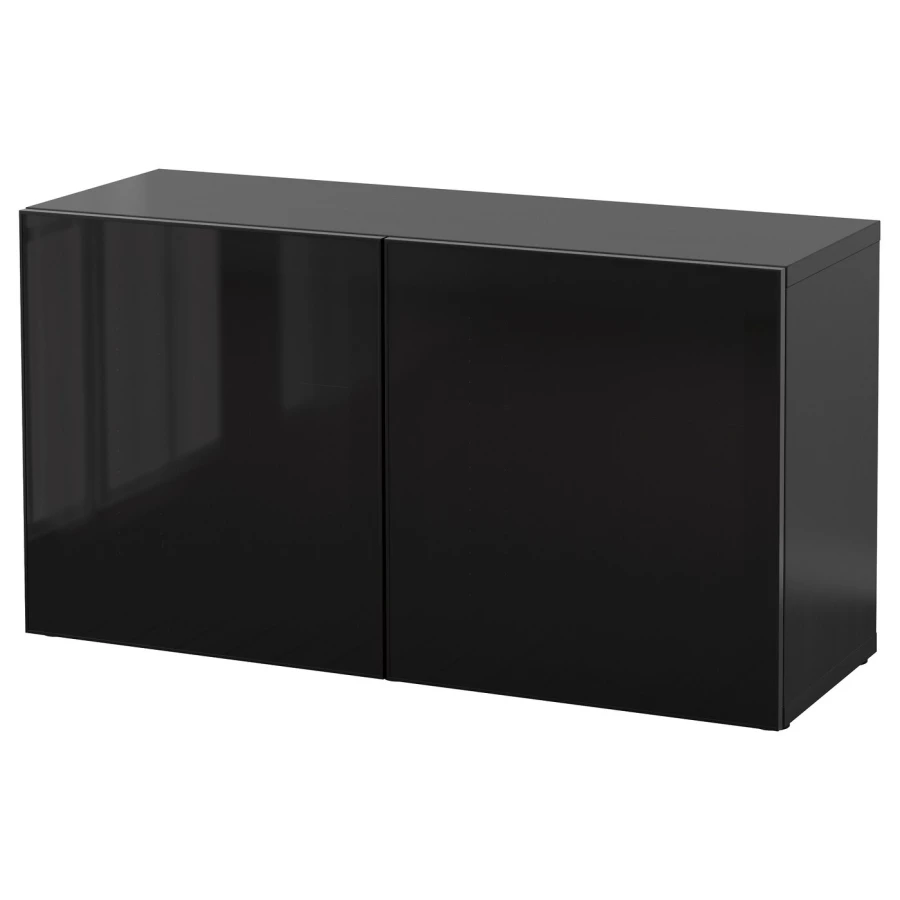 Шкаф-витрина - BESTÅ / BESTА  IKEA/ БЕСТА/БЕСТО ИКЕА, 120х64 см, черный (изображение №1)