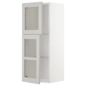 Шкаф и 2 стеклянные двери - METOD IKEA/ МЕТОД ИКЕА, 100х40 см, белый/серый