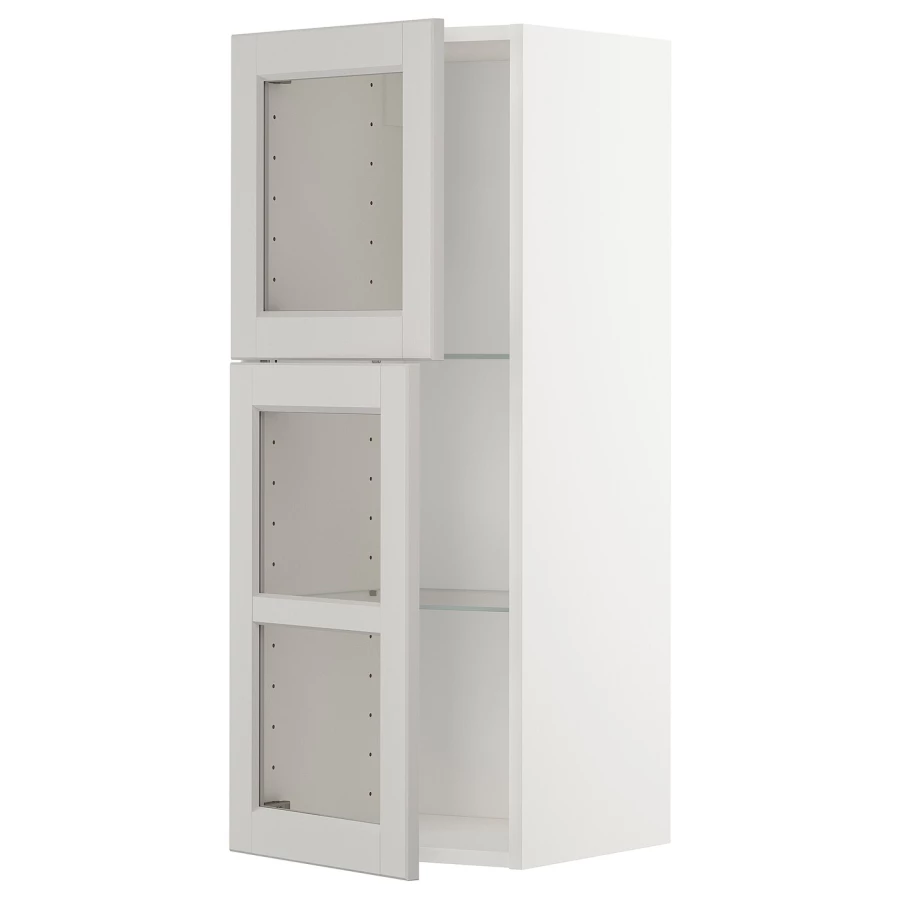 Шкаф и 2 стеклянные двери -  METOD IKEA/ МЕТОД ИКЕА, 100х40 см, белый/серый (изображение №1)