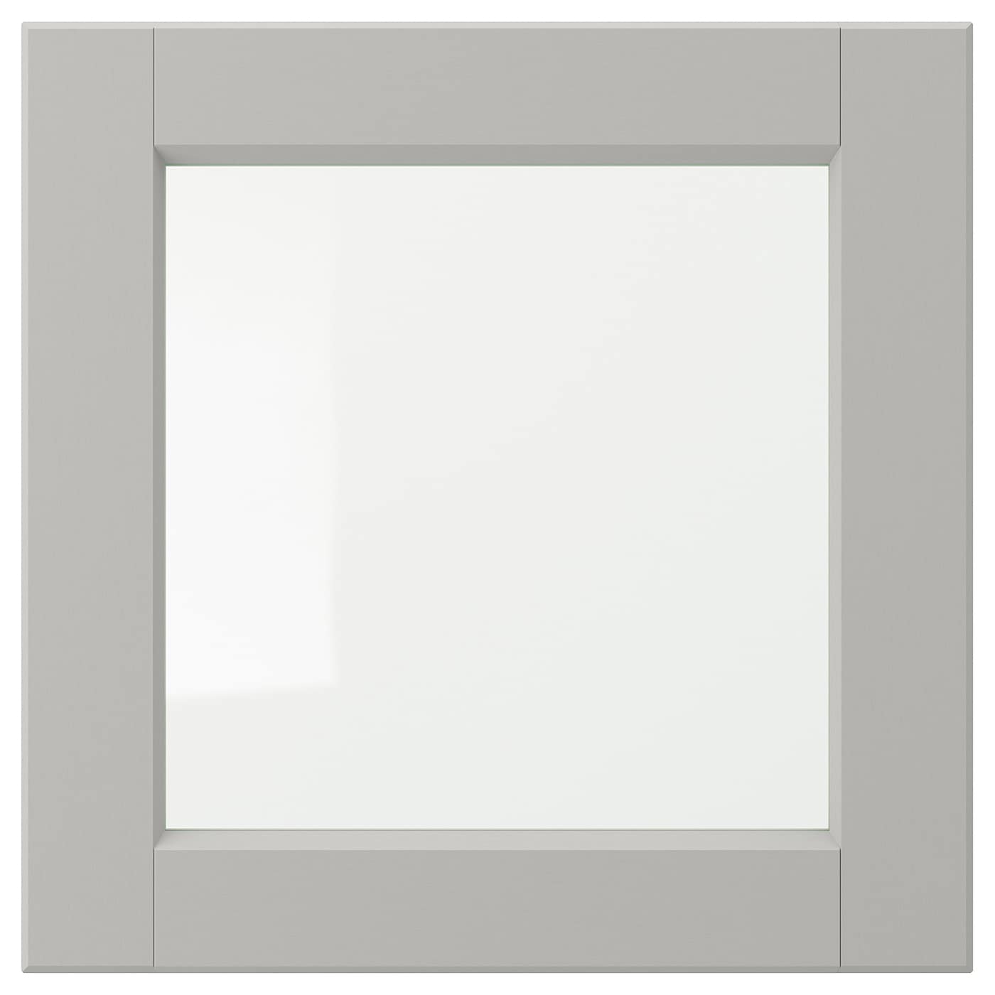 Дверца со стеклом - IKEA LERHYTTAN, 40х40 см, светло-серый, ЛЕРХЮТТАН ИКЕА