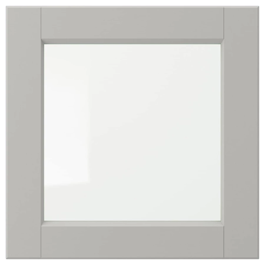 Дверца со стеклом - IKEA LERHYTTAN, 40х40 см, светло-серый, ЛЕРХЮТТАН ИКЕА (изображение №1)