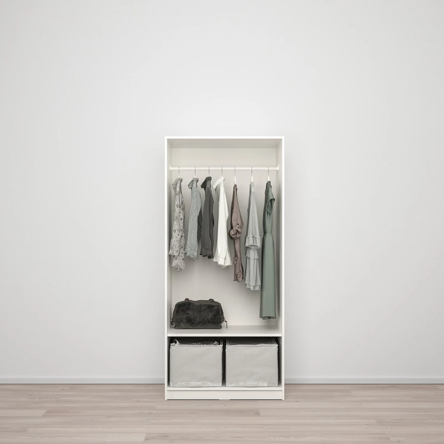 Гардероб 2-дверный - IKEA KLEPPSTAD/КЛЕППСТАД ИКЕА, 79x176 см, белый (изображение №5)