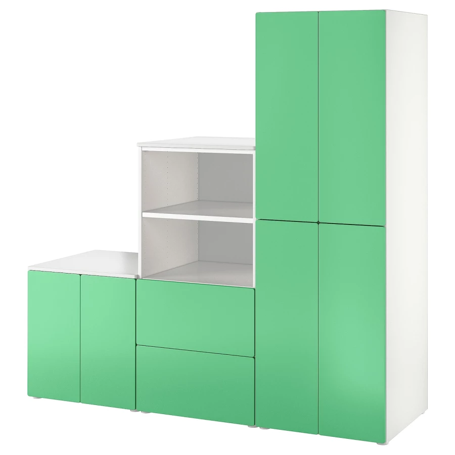 Шкаф - PLATSA/ SMÅSTAD / SMАSTAD  IKEA/ ПЛАТСА/СМОСТАД  ИКЕА, 180x57x181 см, белый/зеленый (изображение №1)