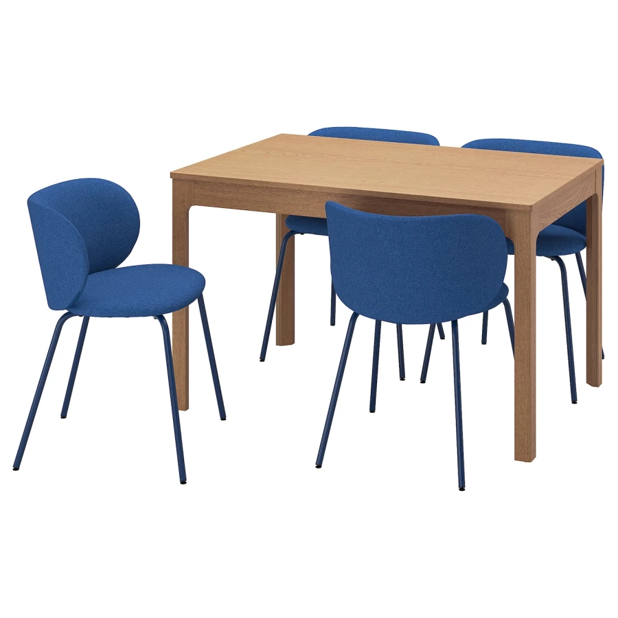 Стол и 4 стула - EKEDALEN / KRYLBO IKEA/ ЭКЕДАЛЕН/КРЫЛЬБО ИКЕА, 180/120х80х75   см, синий/коричневый (изображение №1)