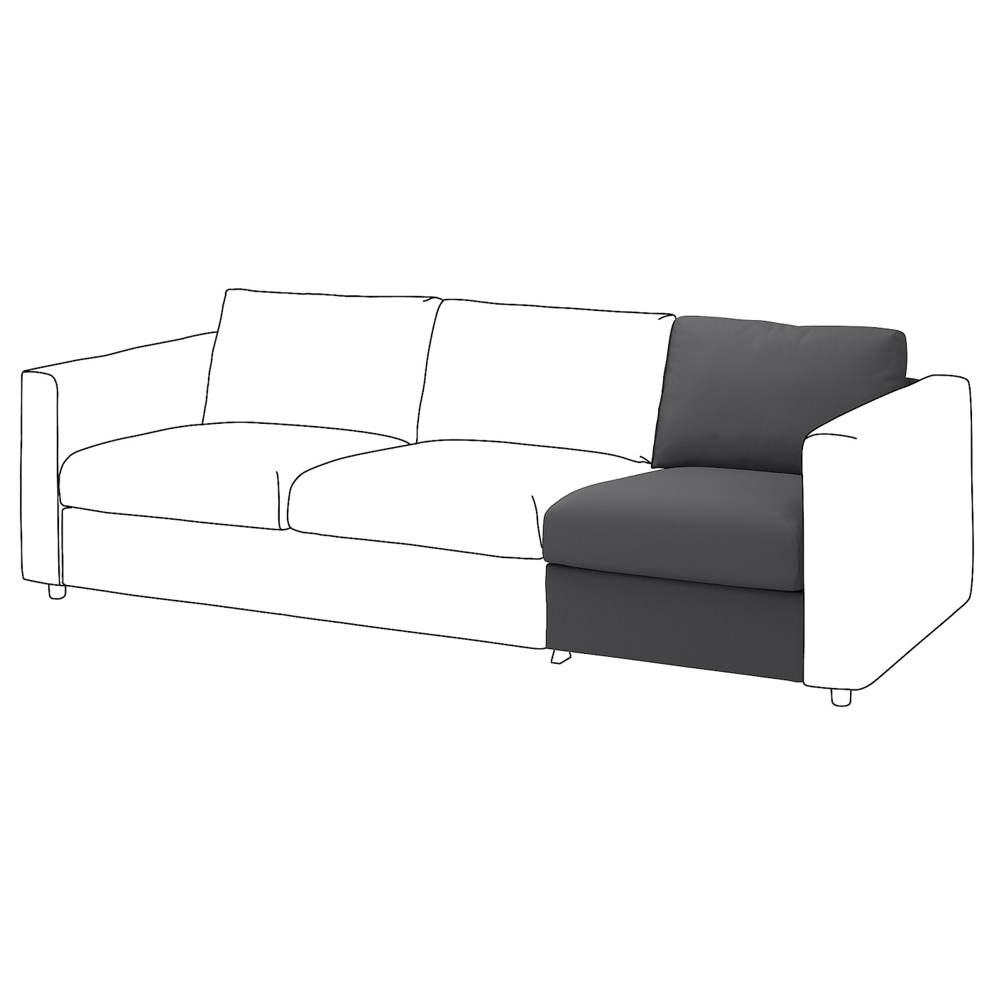 Чехол для 1-местной секции дивана - IKEA VIMLE/ВИМЛЕ ИКЕА , серый