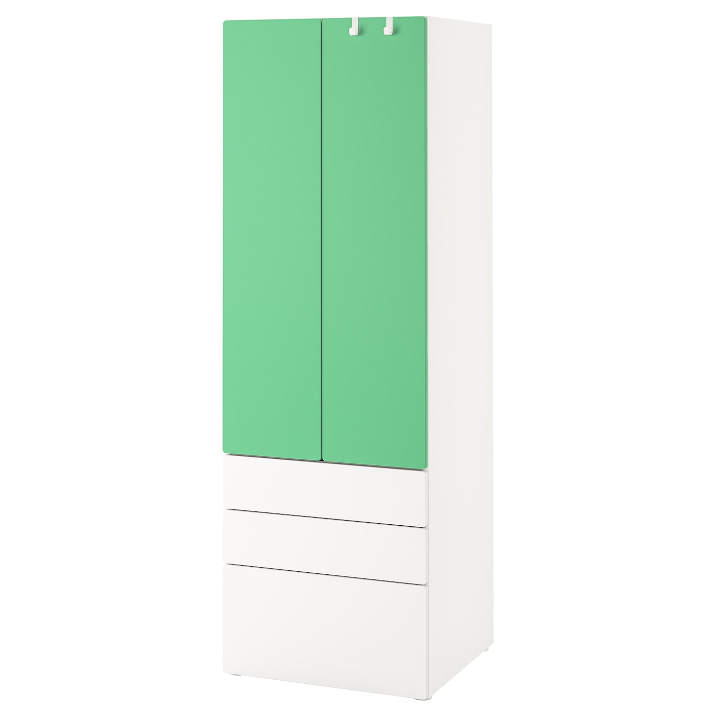 Шкаф детский - IKEA PLATSA/SMÅSTAD/SMASTAD, 60x57x181 см, белый/зеленый, ИКЕА
