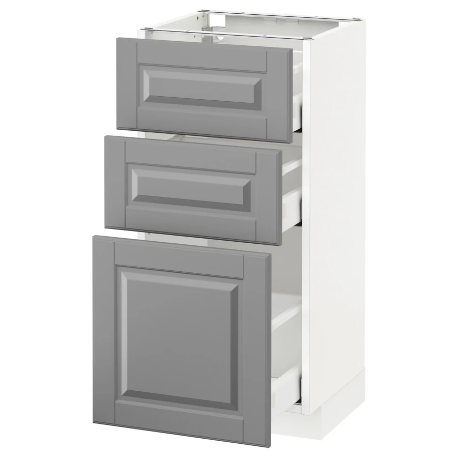 Напольный кухонный шкаф  - IKEA METOD MAXIMERA, 88x39,5x40см, белый/серый, МЕТОД МАКСИМЕРА ИКЕА (изображение №1)