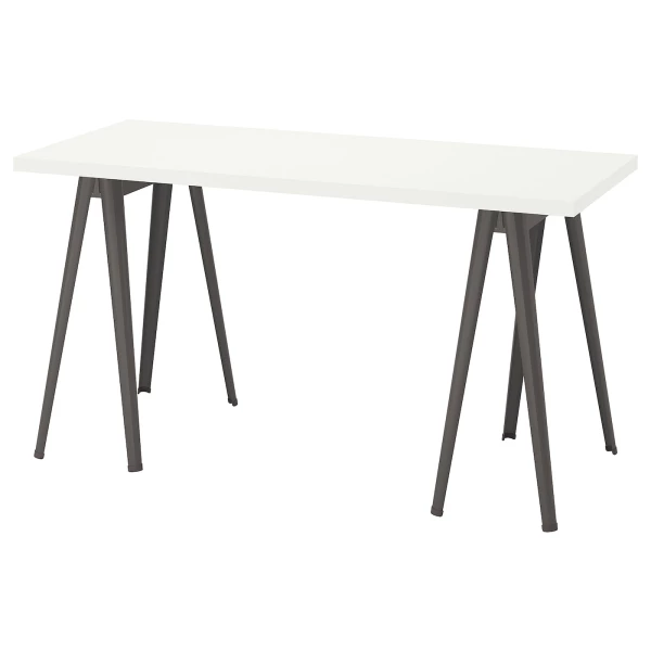 Письменный стол - IKEA LAGKAPTEN/NÄRSPEL/NARSPEL, 140х60 см, белый/темно-серый, ЛАГКАПТЕН/НЭРСПЕЛЬ ИКЕА