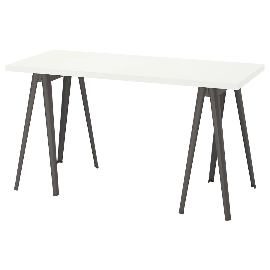 Письменный стол - IKEA LAGKAPTEN/NÄRSPEL/NARSPEL, 140х60 см, белый/темно-серый, ЛАГКАПТЕН/НЭРСПЕЛЬ ИКЕА (изображение №1)