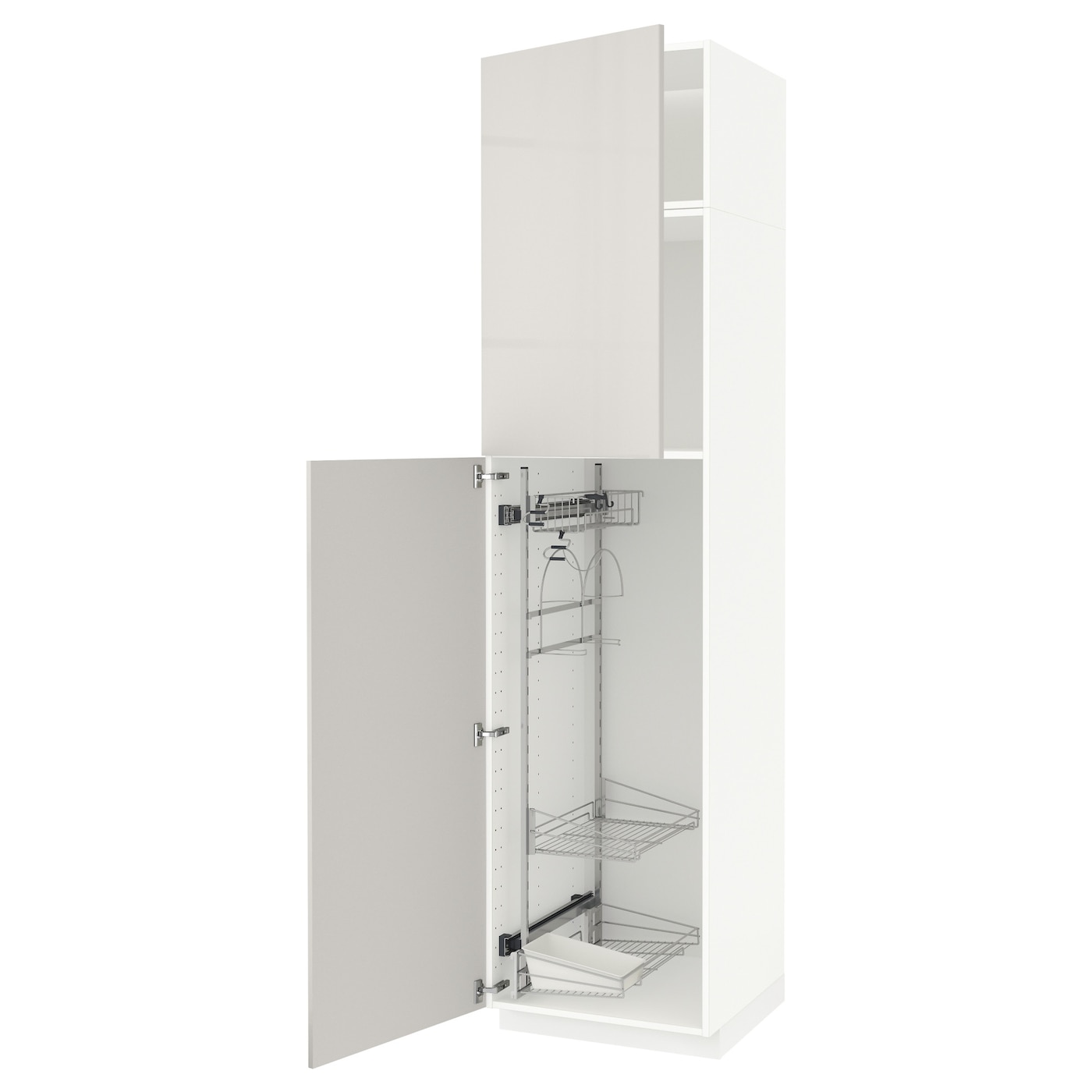 Высокий шкаф/бытовой - IKEA METOD/МЕТОД ИКЕА, 240х60х60 см, белый/серый глянцевый