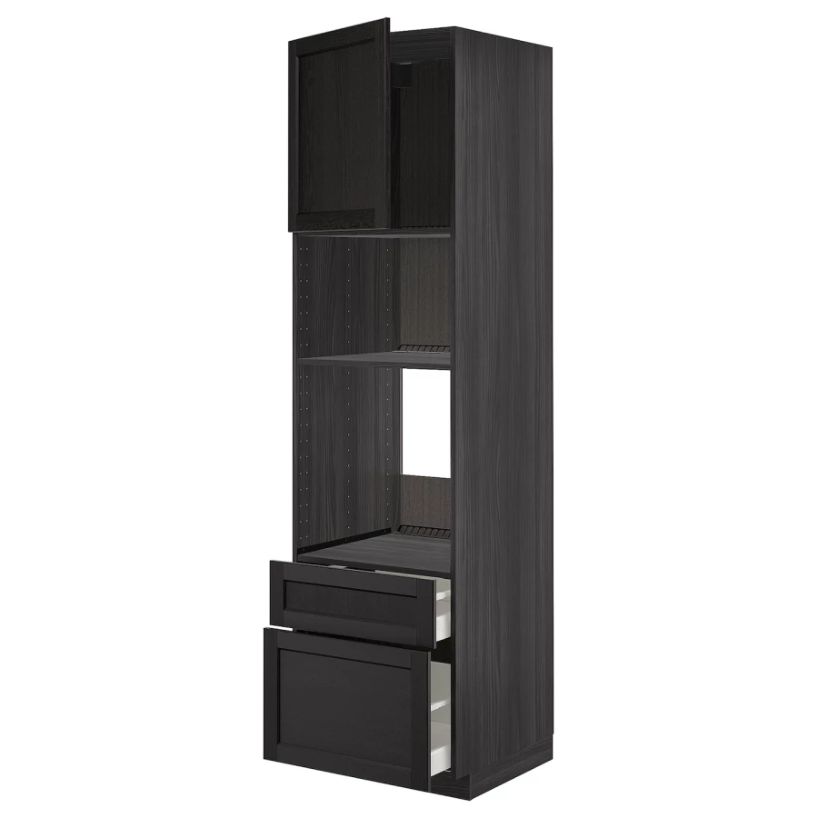 Высокий шкаф - IKEA METOD/MAXIMERA/МЕТОД/МАКСИМЕРА ИКЕА, 220х60х60 см, черный (изображение №1)