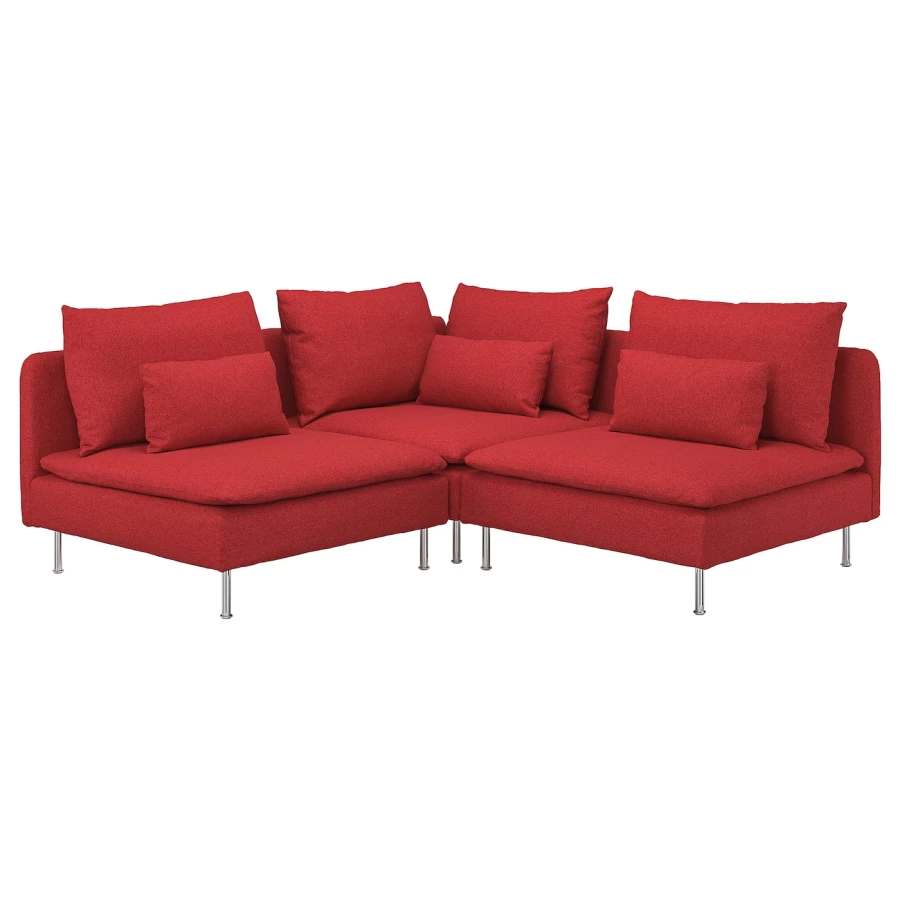 3-местный угловой диван- IKEA SÖDERHAMN/SODERHAMN/СЁДЕРХАМН ИКЕА, 192/192х69х99 см, красный (изображение №1)