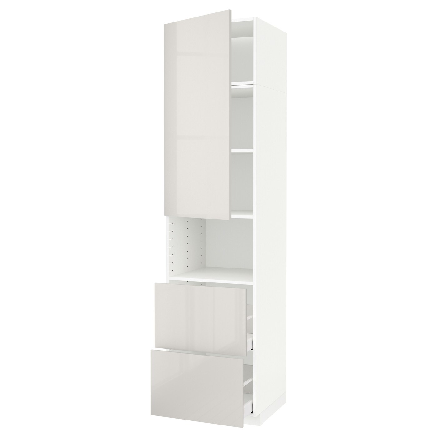Высокий шкаф с ящиками - IKEA METOD/MAXIMERA/МЕТОД/МАКСИМЕРА ИКЕА, 240х60х60 см, белый/светло-серый