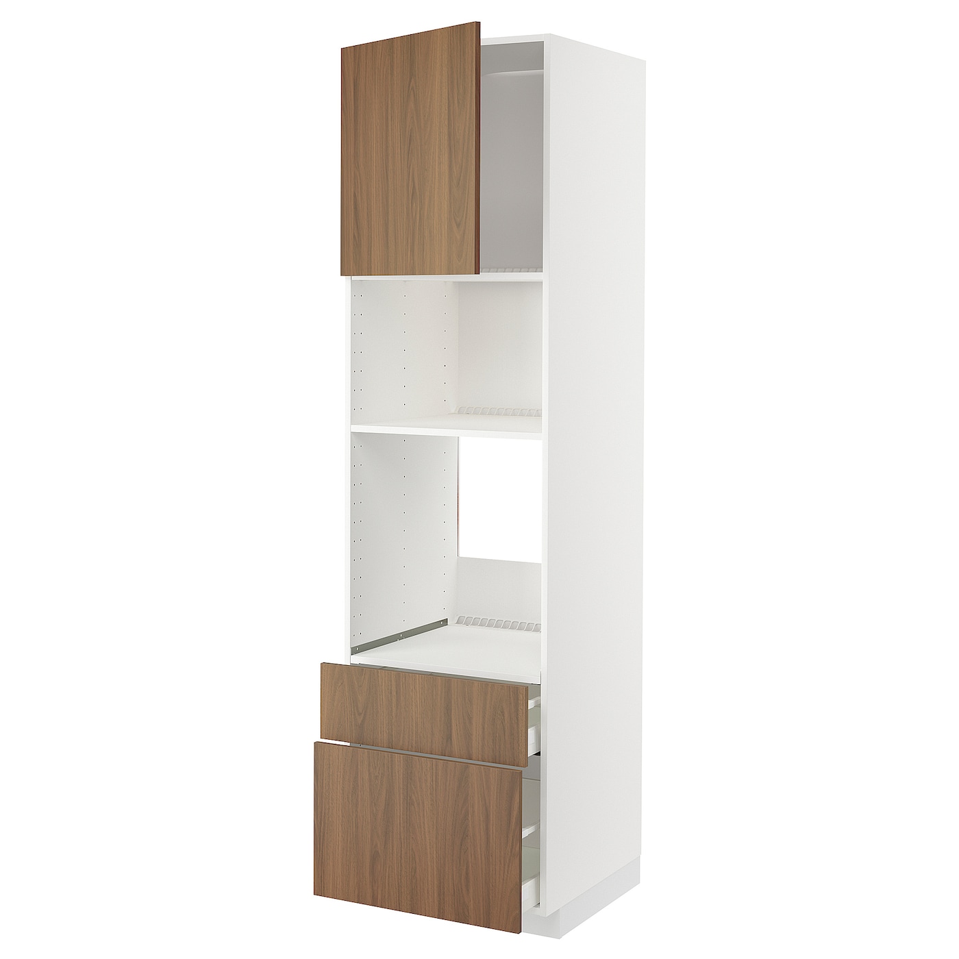 Высокий шкаф с ящиками - IKEA METOD/MAXIMERA/МЕТОД/МАКСИМЕРА ИКЕА, 220х60х60 см, белый/коричневый