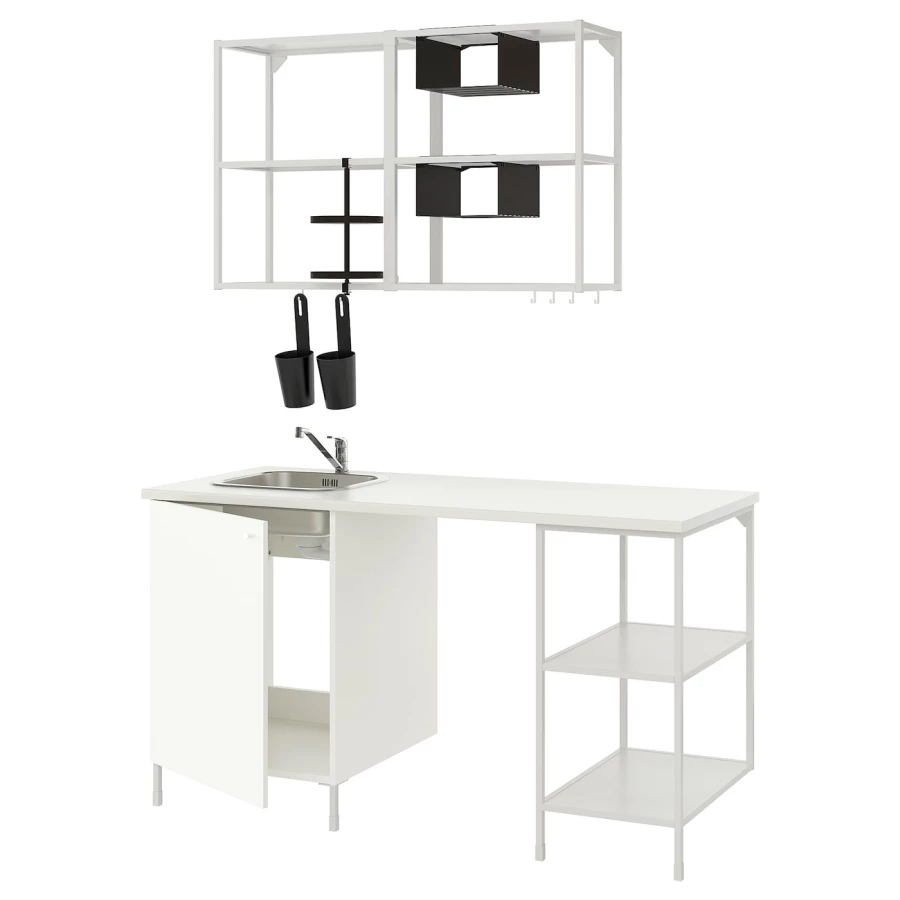 Кухня -  ENHET  IKEA/ ЭНХЕТ ИКЕА, 222х163 см, белый (изображение №1)