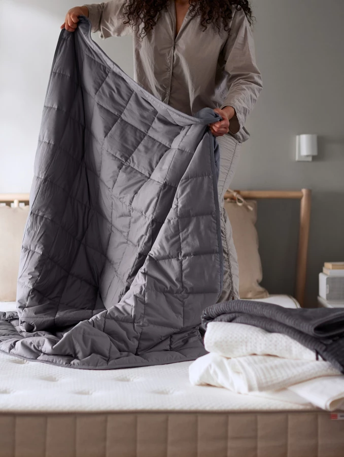 Одеяло утяжеленное - ODONVIDE IKEA/ОДОНВИДЕ  ИКЕА, 200х150 см, темно-серый (изображение №5)