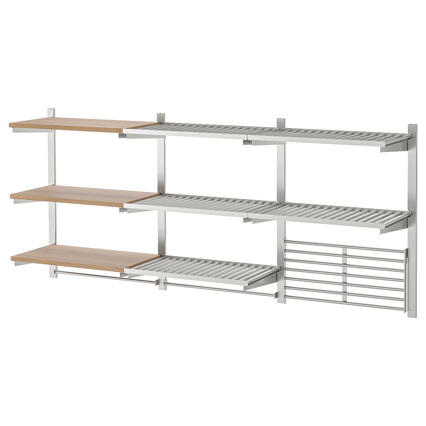 Система полок для кухни - IKEA KUNGSFORS, 184х32х80 см, нержавеющая сталь/ясеневый шпон, КУНГСФОРС ИКЕА