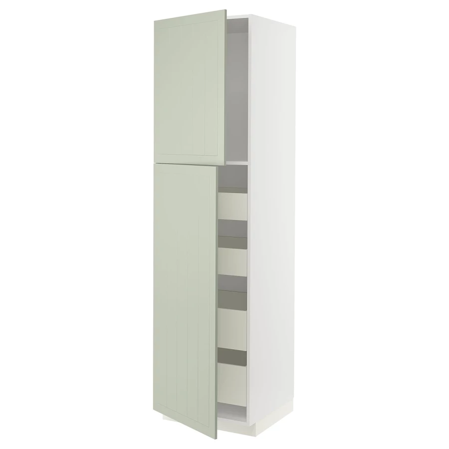 Высокий шкаф - IKEA METOD/MAXIMERA/МЕТОД/МАКСИМЕРА ИКЕА, 60х60х220  см, белый/зеленый (изображение №1)