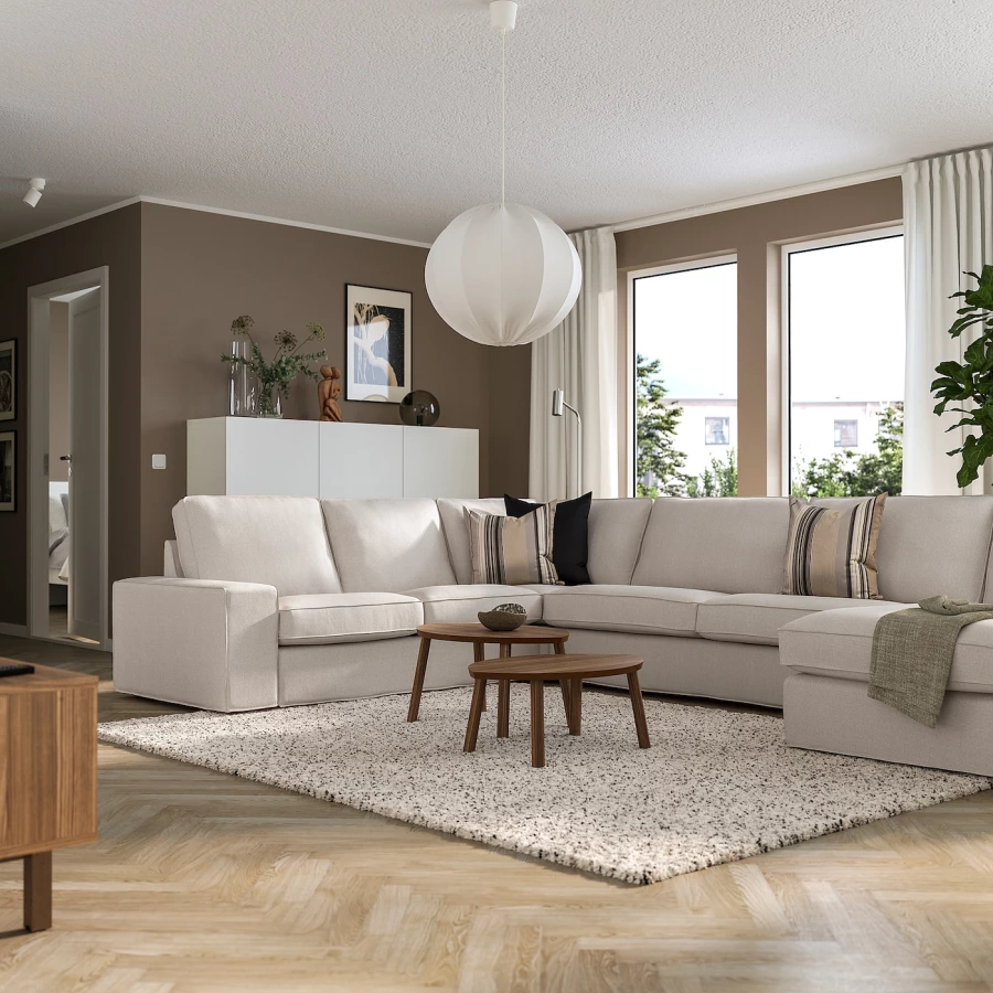 6-местный угловой диван и кушетка - IKEA KIVIK, 83x60x257/387см, серый/светло-серый, КИВИК ИКЕА (изображение №2)