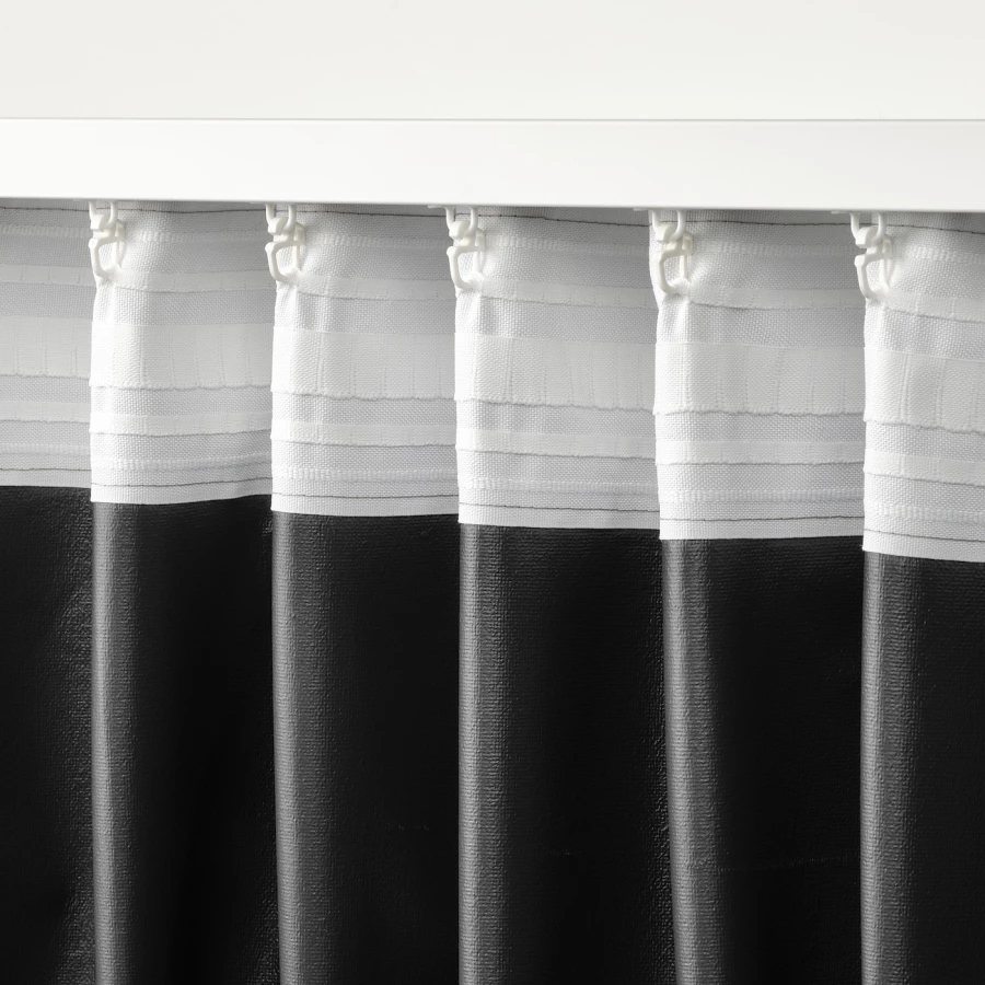 Плотная штора, 2 шт. - IKEA ROSENMANDEL, 300х135 см, серый, РОЗЕНМАНДЕЛ ИКЕА (изображение №5)