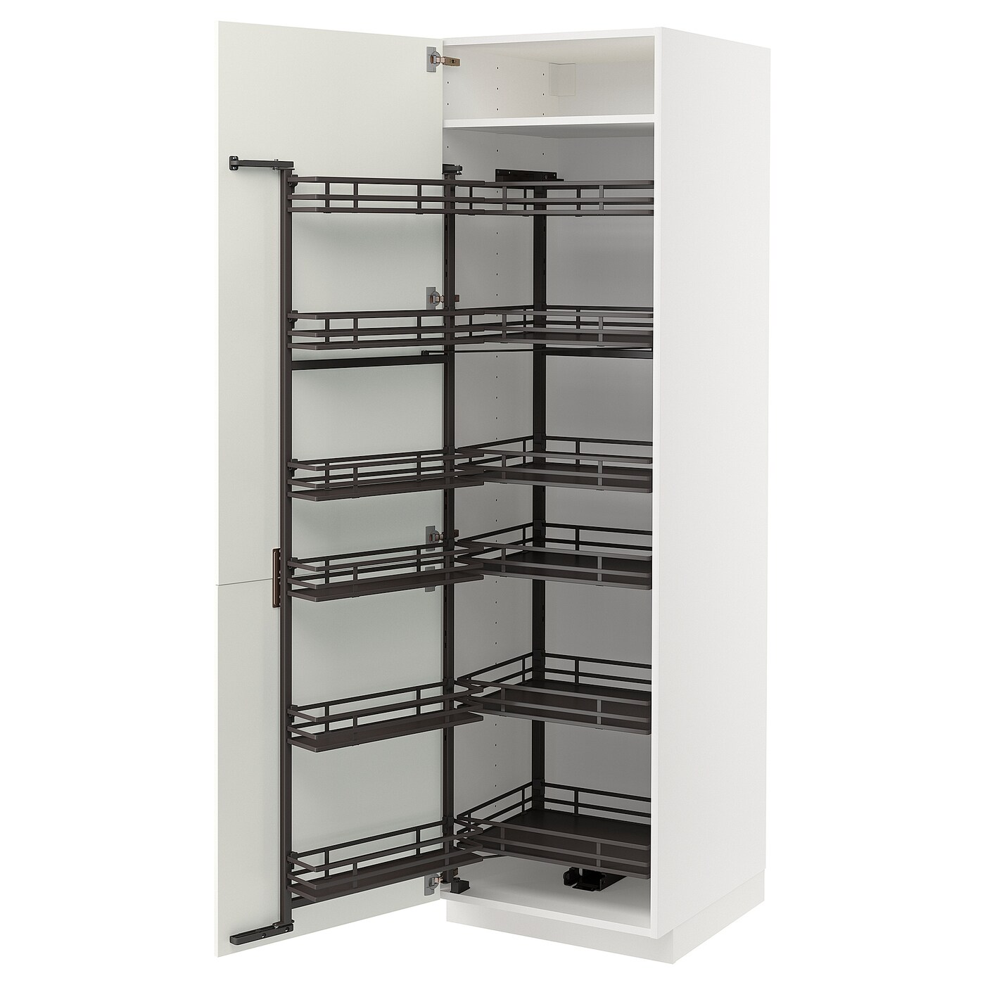 Высокий шкаф с выдвижной кладовой - IKEA METOD/МЕТОД ИКЕА, 200х60х60 см, белый/бежевый