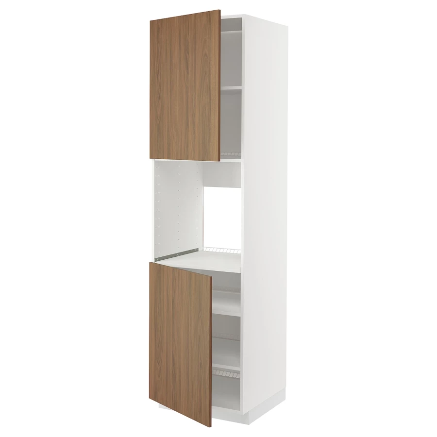 Высокий кухонный шкаф с полками - IKEA METOD/МЕТОД ИКЕА, 220х60х60 см, белый/коричневый (изображение №1)
