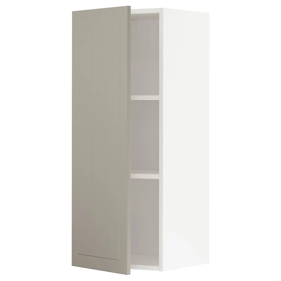 Навесной шкаф с полкой - METOD IKEA/ МЕТОД ИКЕА, 100х40 см, белый/светло-коричневый (изображение №1)
